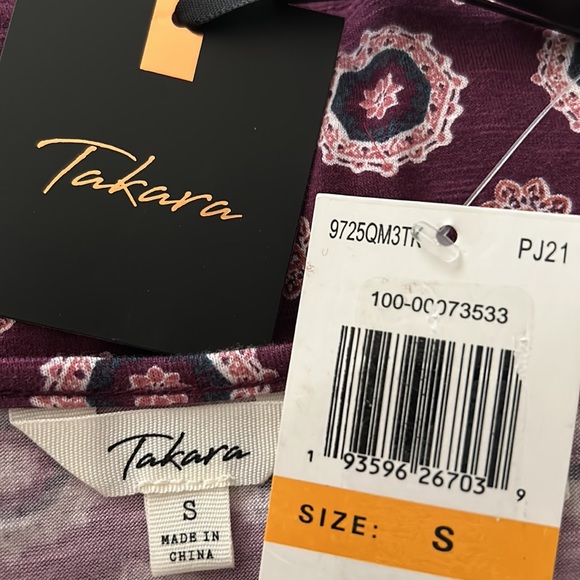 NWT⭐️BOHO Peplum TOP💜Crocheted LACE & 3/4 Bell Sleeves Size Small by Takara - Picture 6 of 11